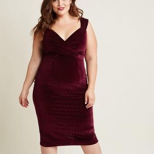 Modcloth Velvet Sheath Dress in Merlot